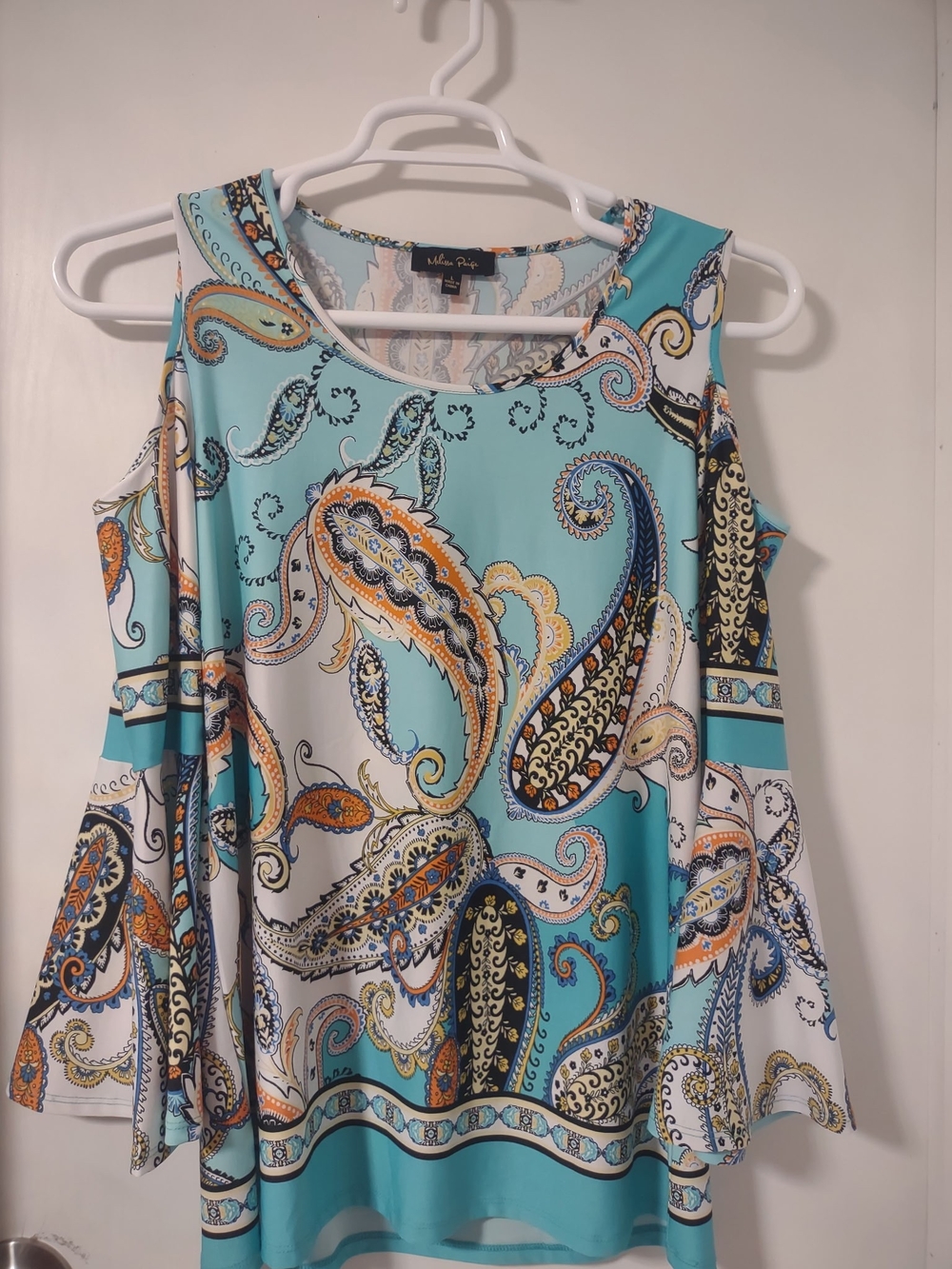 Melissa Paige Turquoise Paisley Cold-Shoulder Tunic
